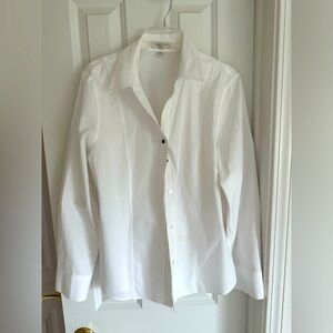 Coldwater Creek crisp white cotton shirt with decorative buttons, size xl 14-16